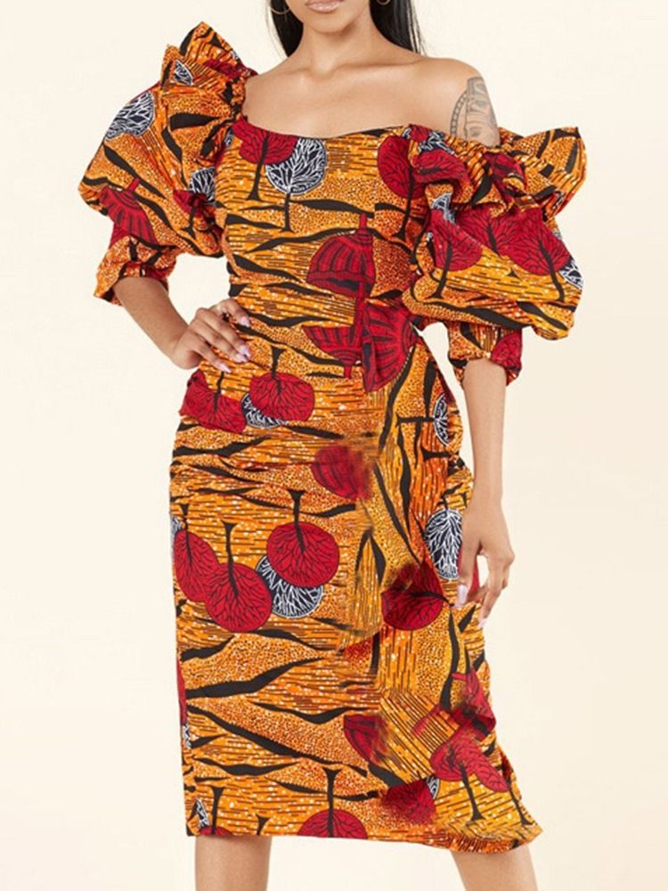 Zweiviertelärmel Mit Geteilter Mitte Der Wade Sexy Damenkleid Mit Hoher Taille
