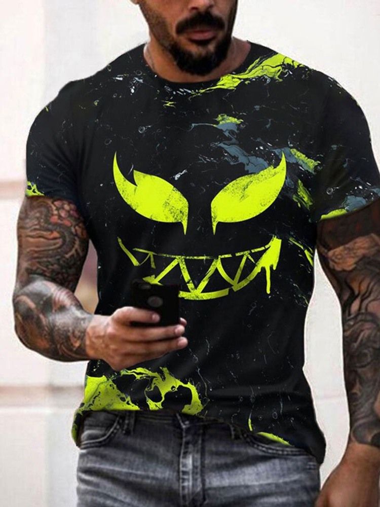 3d Print Casual Rundhals Pullover Kurzarm Herren T-shirt