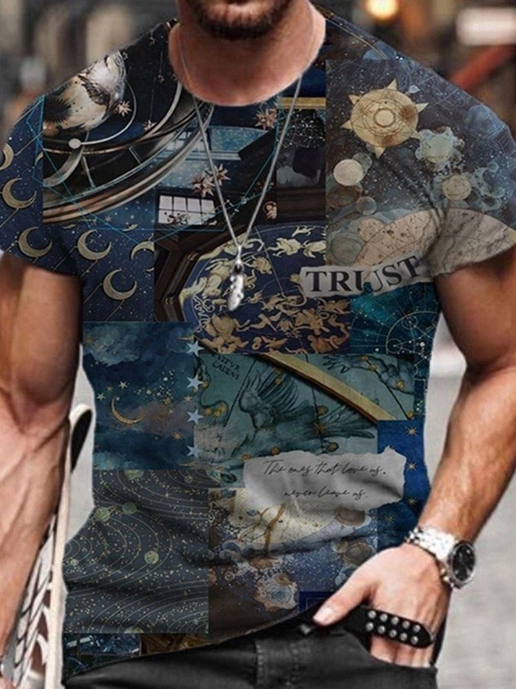 Print Rundhals Pullover Casual Kurzarm Herren T-shirt