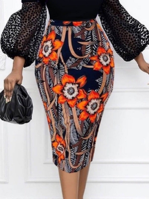 Damen-print Mittelhohe Figurbetonte Mode-blumenrock