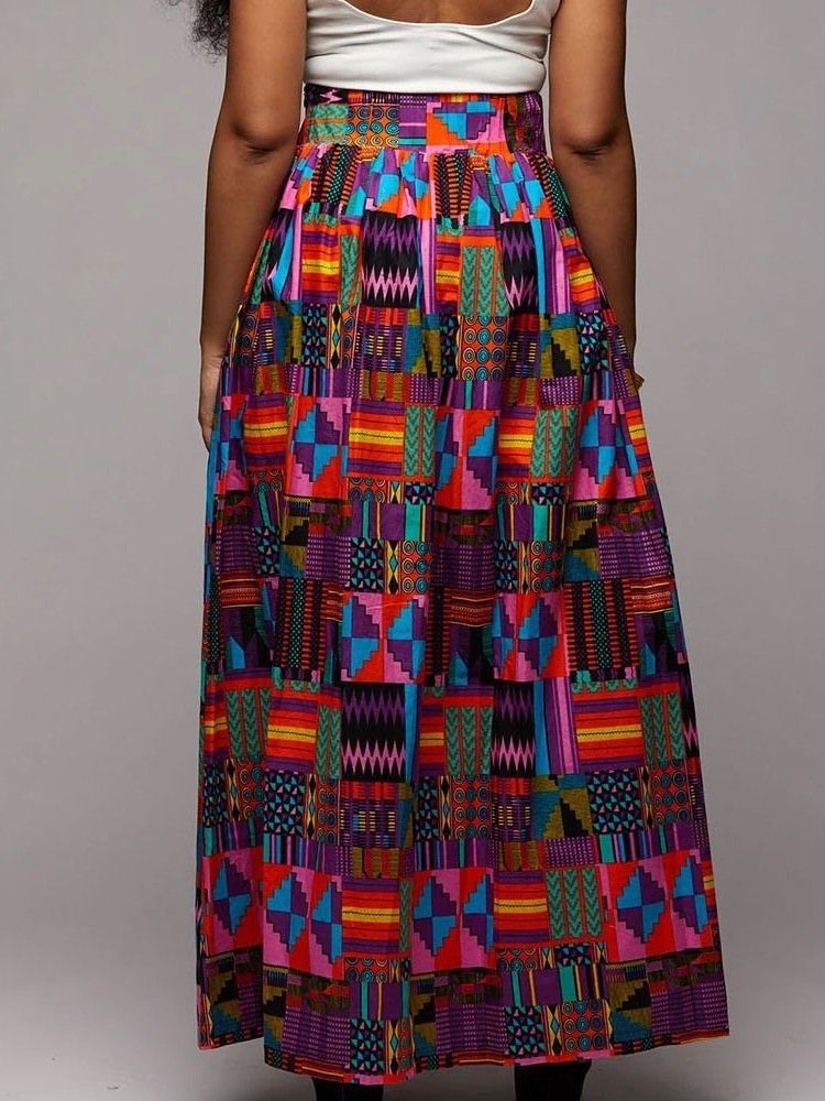 Knöchellanger Rock Mit Geometrischem Print Für Damen