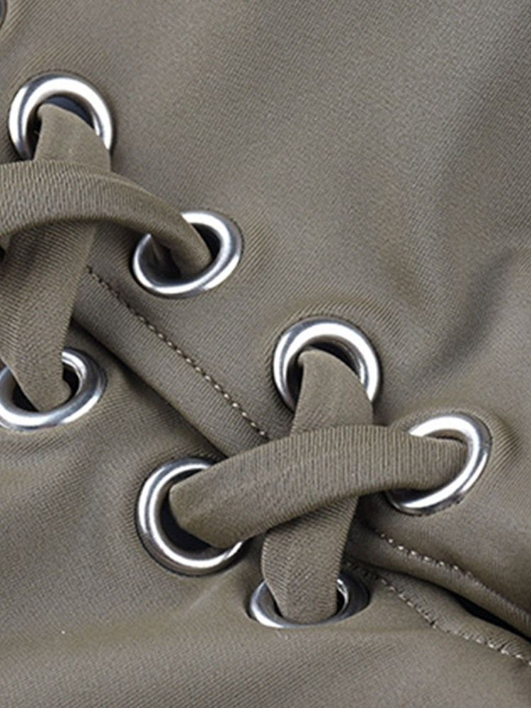 Damen Einfarbige Schleife Mit Schnürung Stretchy Sexy Bademode