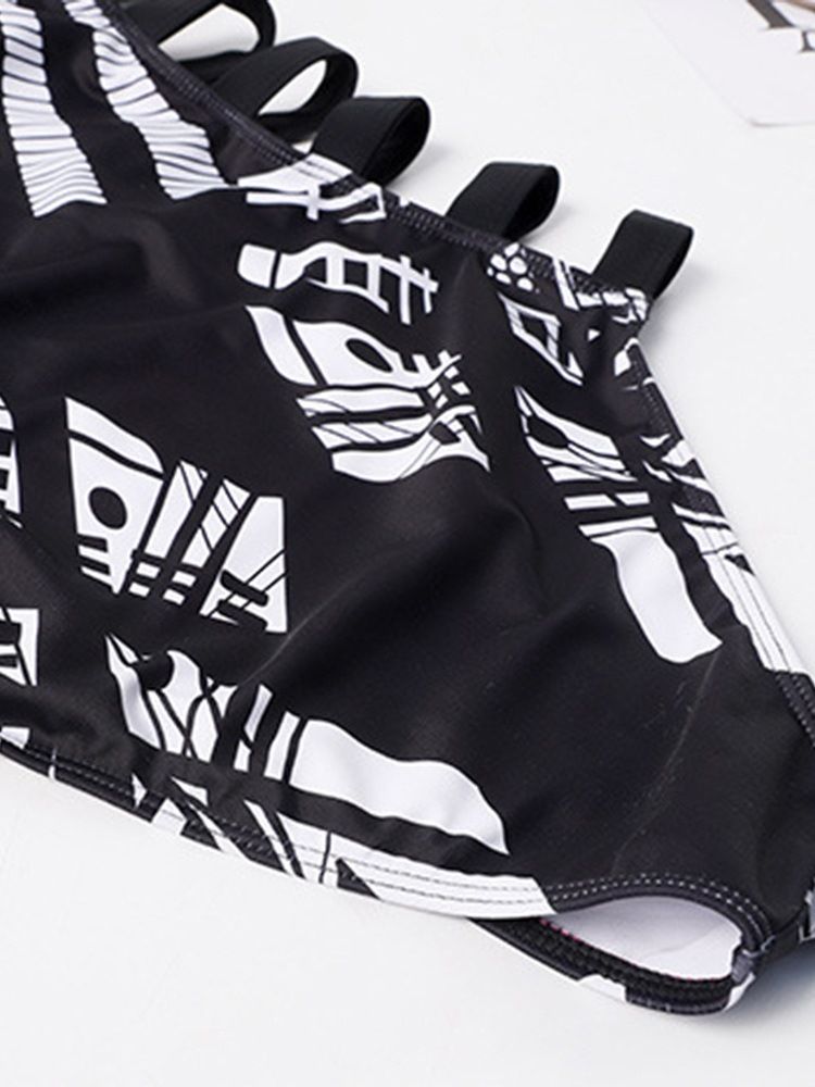 Damen-farbblock-print Sexy Einteiler Bademode