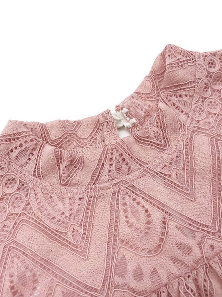 Stehkragen Patchwork Schlichte Damen Kurzarm Standardbluse