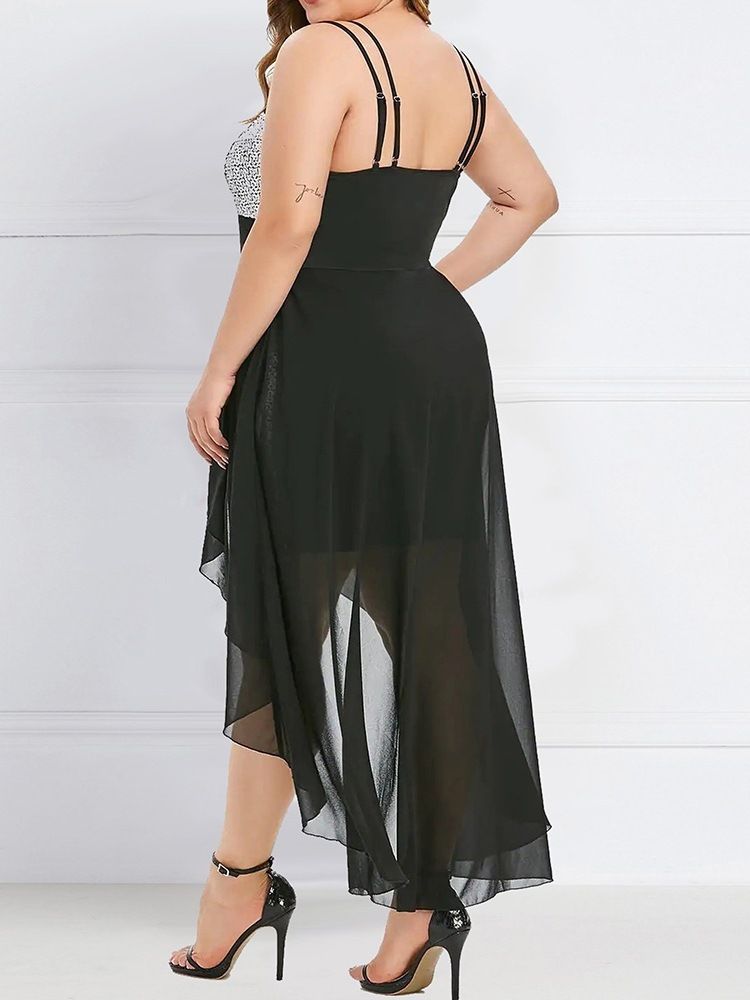 Ärmelloses Pailletten-kleid Mit Eckigem Ausschnitt Und Spaghetti-trägern Für Damen