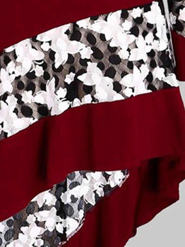 Damen Asymmetrisches Patchwork-farbblock-blumenkleid