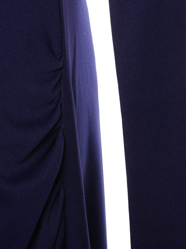 Einfarbiges Asym Schrägkragen Damen Maxikleid