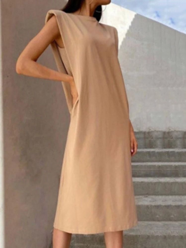 Kappenärmel Split Mid-waist Mid Waist Office Lady Damenkleid