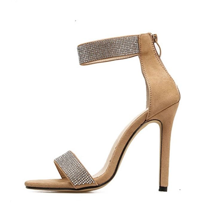 Damen Offene Zehe Mit Stiletto-absatz Strass Sandalen