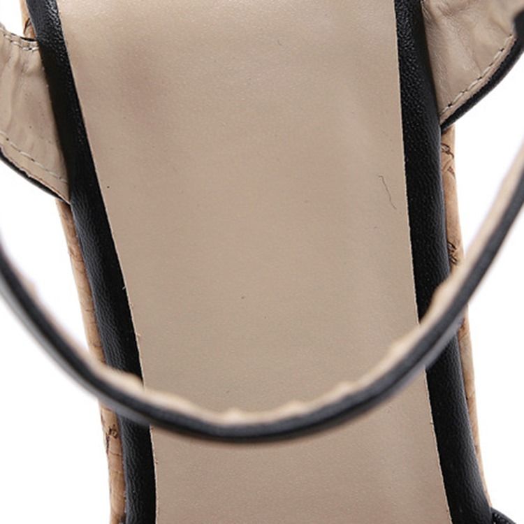 Damen-patchwork-sandalen Mit Keilabsatz Und Schnalle Mit Offener Spitze