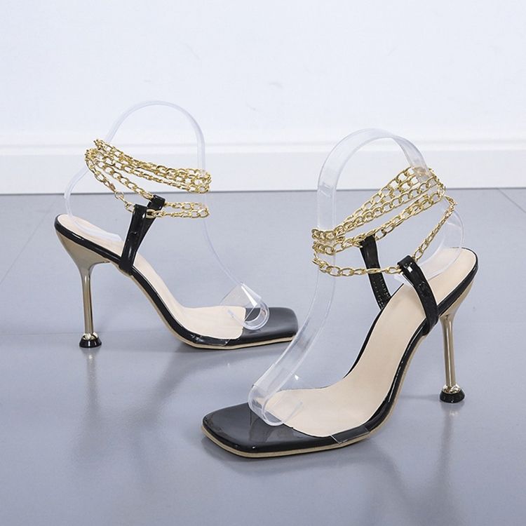 Damen-sandalen Mit Eckiger Zehenpartie Und Stiletto-absatz Zum Hineinschlüpfen