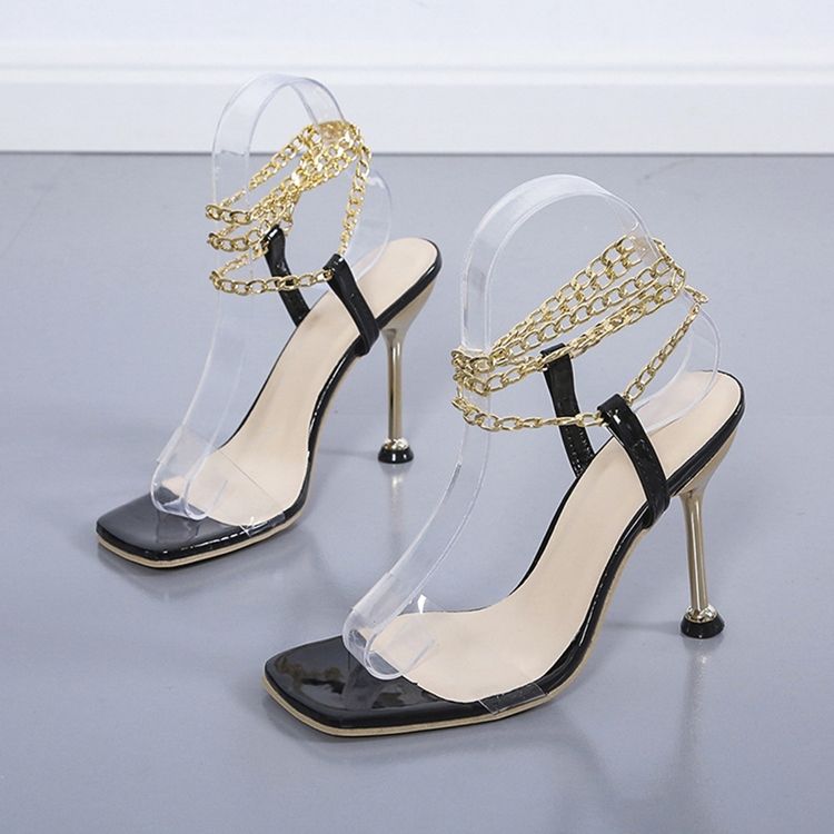 Damen-sandalen Mit Eckiger Zehenpartie Und Stiletto-absatz Zum Hineinschlüpfen