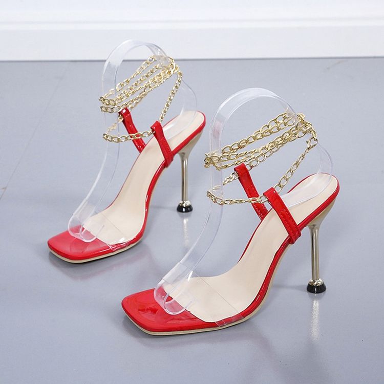Damen-sandalen Mit Eckiger Zehenpartie Und Stiletto-absatz Zum Hineinschlüpfen