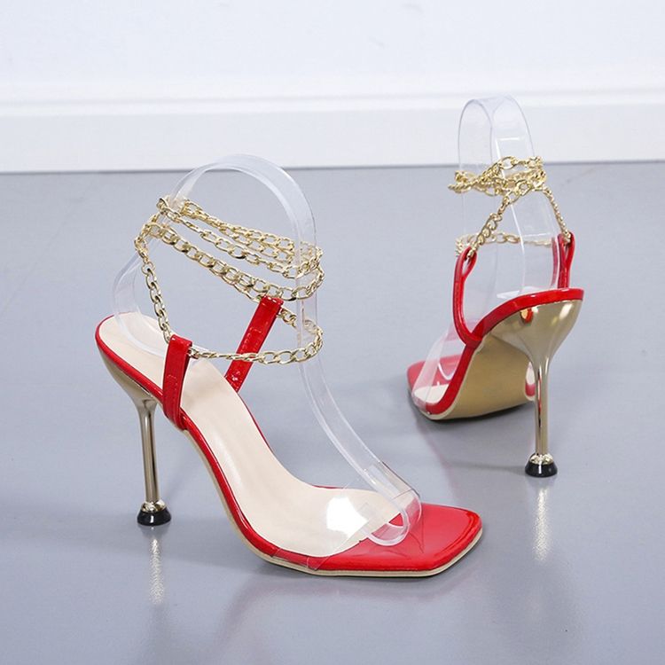 Damen-sandalen Mit Eckiger Zehenpartie Und Stiletto-absatz Zum Hineinschlüpfen
