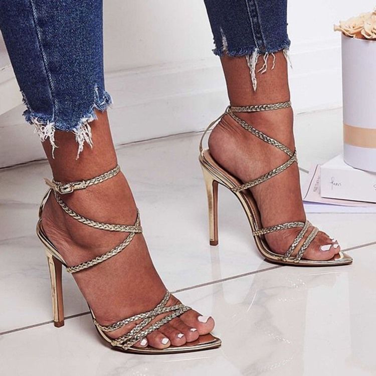 Damen-sandalen Mit Schnalle Und Schnalle Mit Stiletto-absatz Und Schnalle