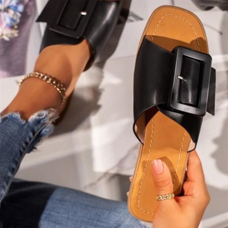 Flache Damenhausschuhe Mit Slip-on-schnalle