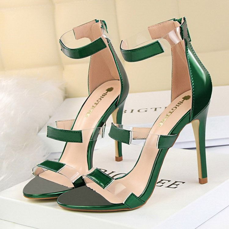 Pu Fersenbedeckung Reißverschluss Damen Sandalen