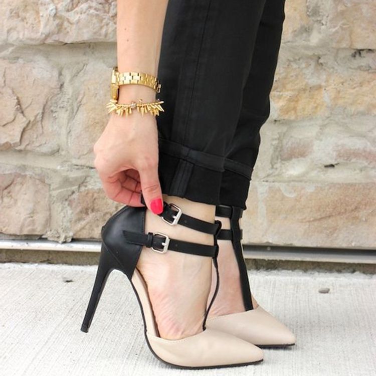Spitze Toe T-riemen Stilettos Für Damen