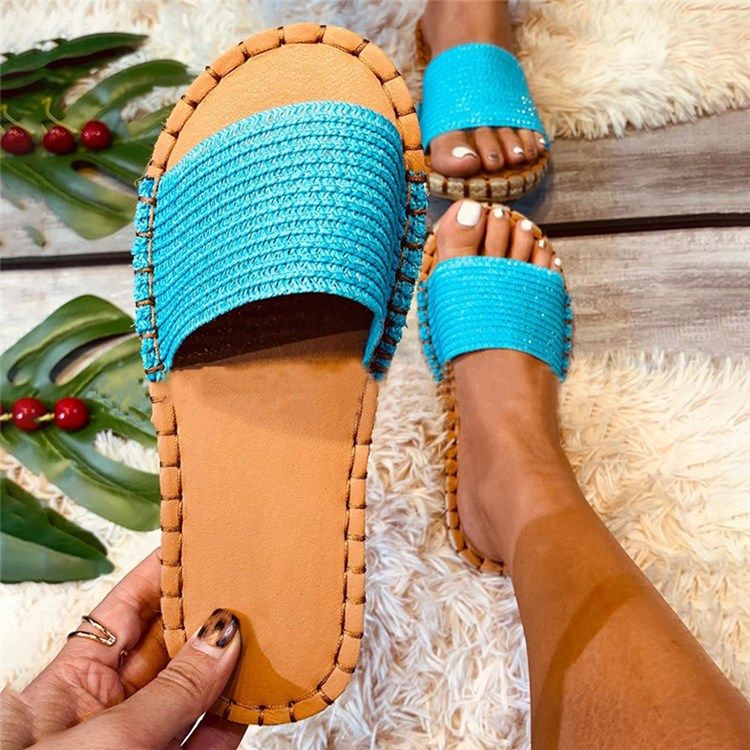 Western Slip-on Flache Damen Slipper Mit Faden