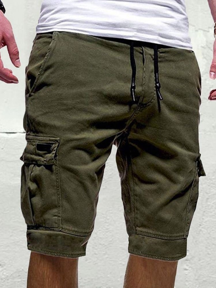 Herren Straight Plain Casual Sommer Freizeithose