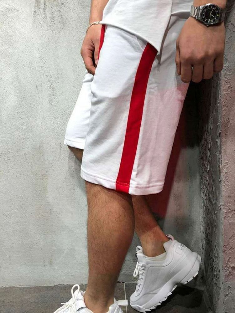Lässige Herren-shorts Mit Geradem Streifen Und Mittlerer Taille