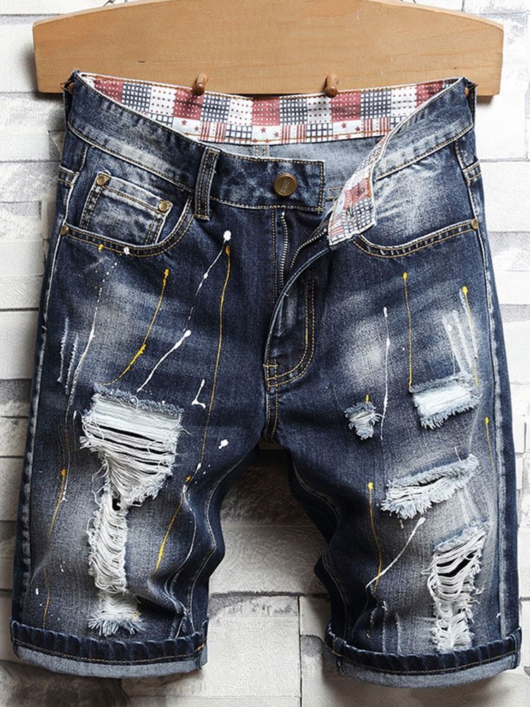 Loch Farbverlauf Gerader Koreanischer Reißverschluss Herrenjeans