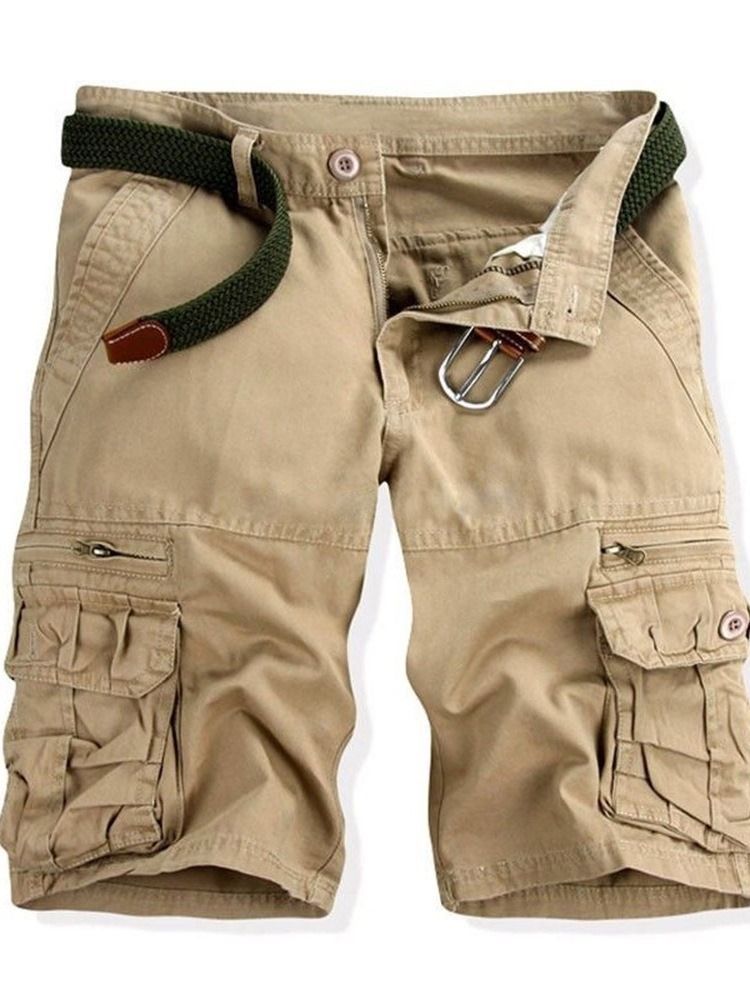 Reißverschluss Straight Plain Mid Waist Herren Freizeitshorts