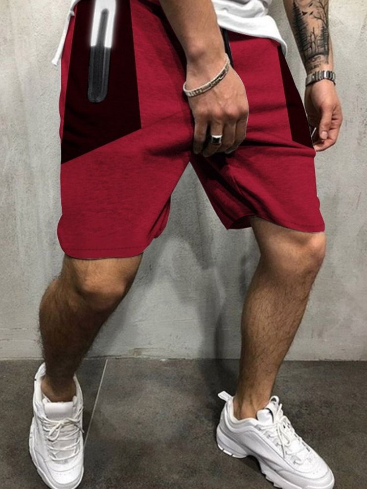 Straight Pocket Color Block Sport-schnürhose Für Herren