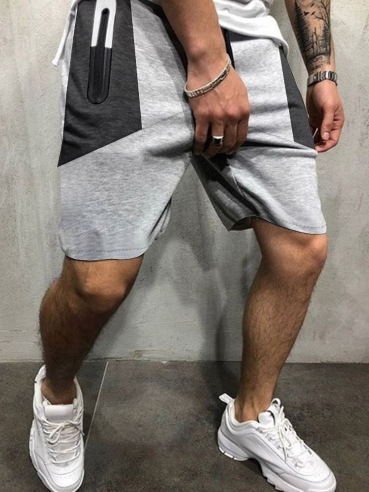 Straight Pocket Color Block Sport-schnürhose Für Herren