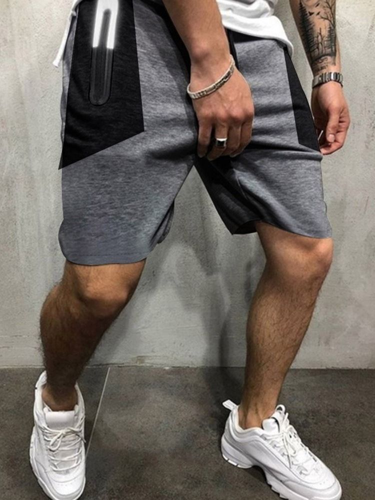 Straight Pocket Color Block Sport-schnürhose Für Herren