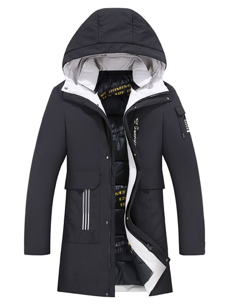 Daunenjacke Mit Kapuze In Farbblock-optik Für Herren