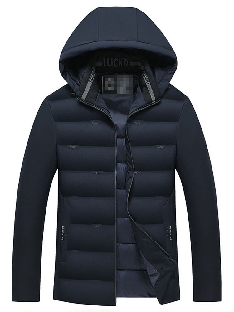 Einfache Kapuzen Standard Casual Zipper Herren Daunenjacke