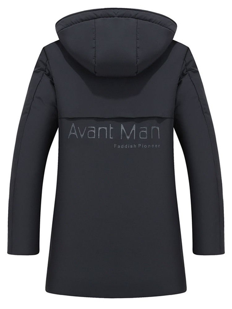 Einfache Mittellange Lässige Herren-daunenjacke Mit Kapuze