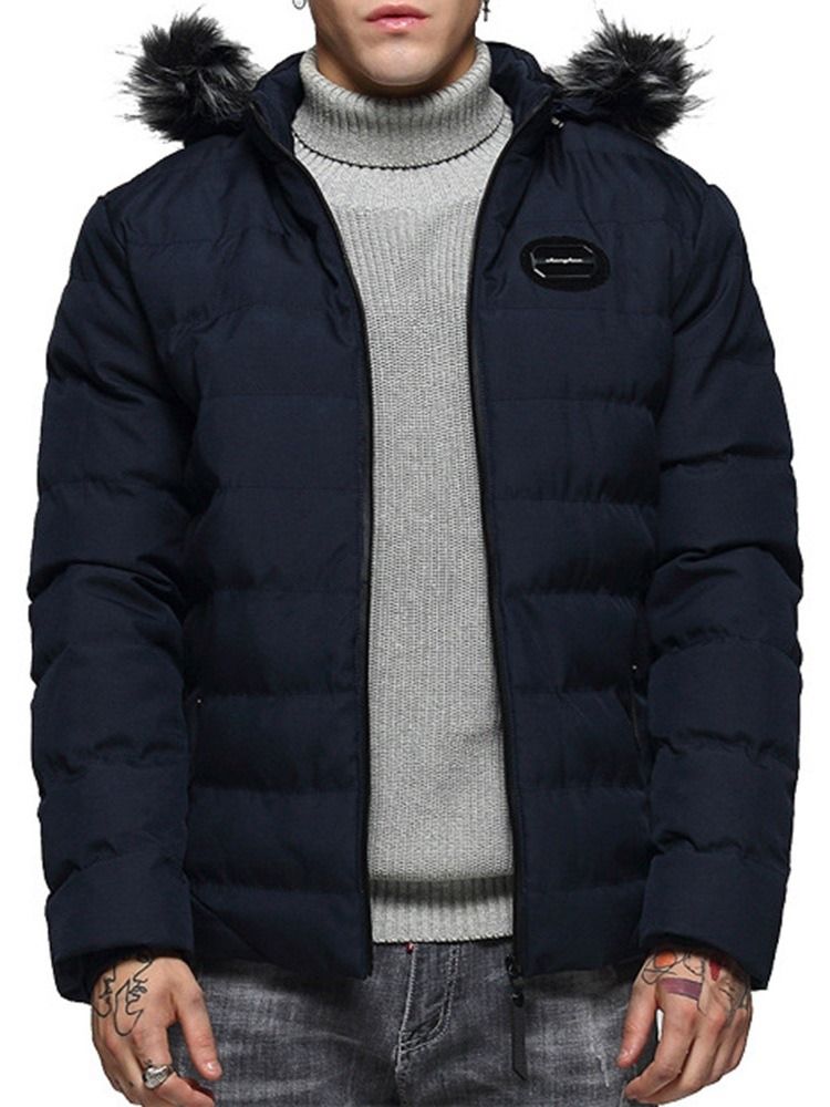 Herren-daunenjacke Mit Kapuze Und Patchwork-farbblock-reißverschluss