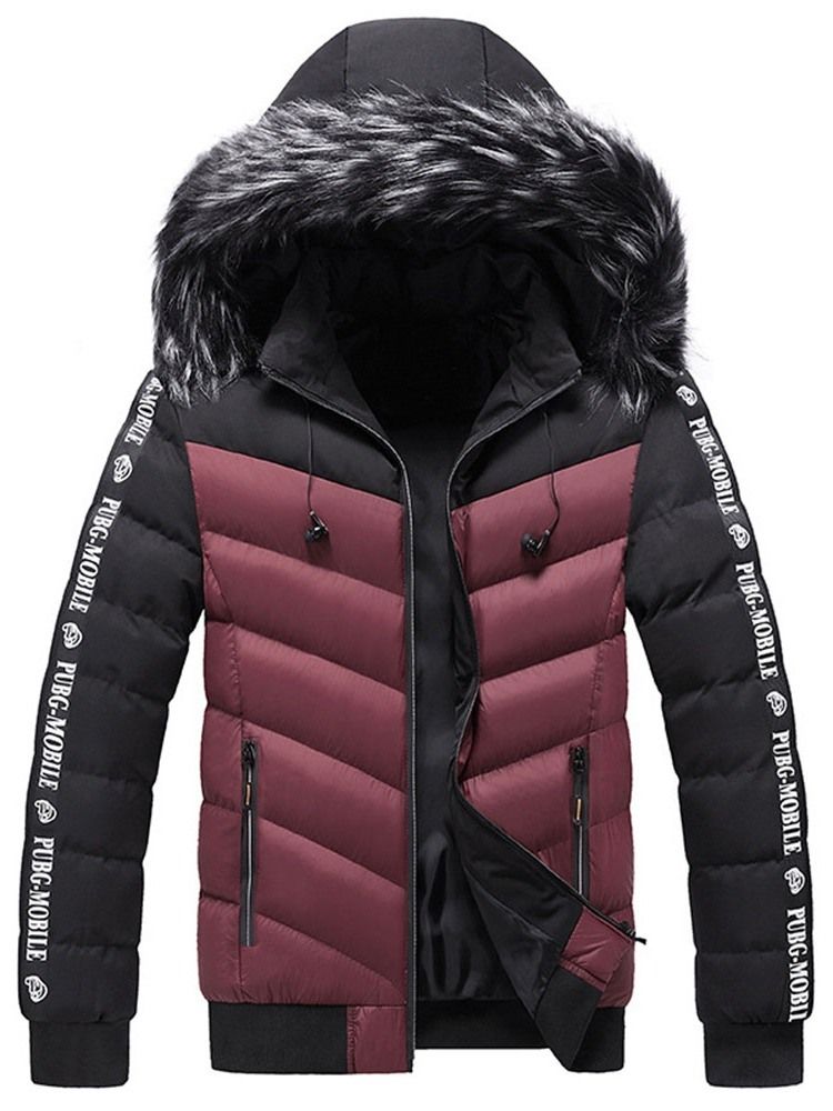 Herren Patchwork Color Block Standard Zipper European Daunenjacke