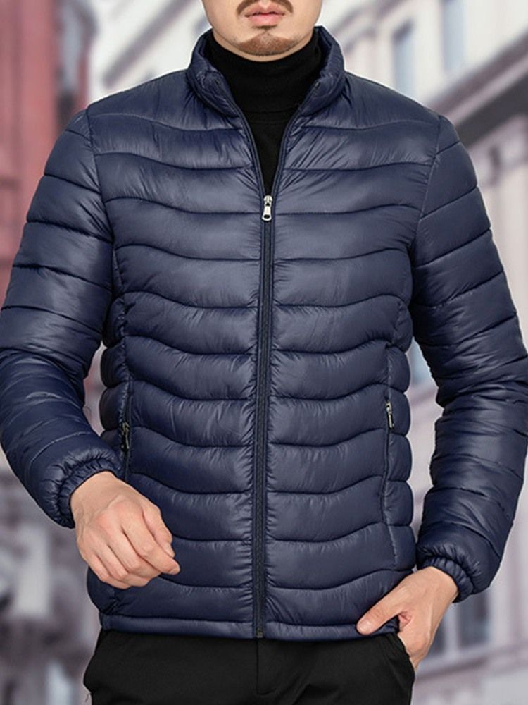 Herren Standard Stehkragen Schlichte Lässige Daunenjacke Mit Reißverschluss