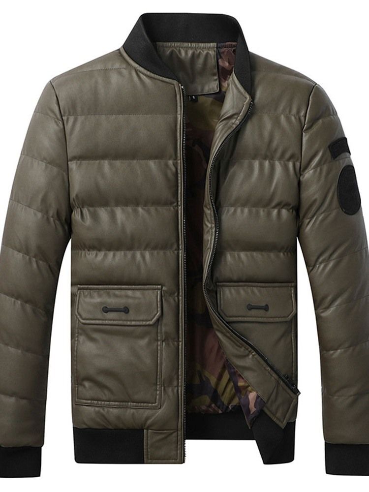 Herren Stehkragen Applikationen Koreanische Standard Daunenjacke Mit Reißverschluss