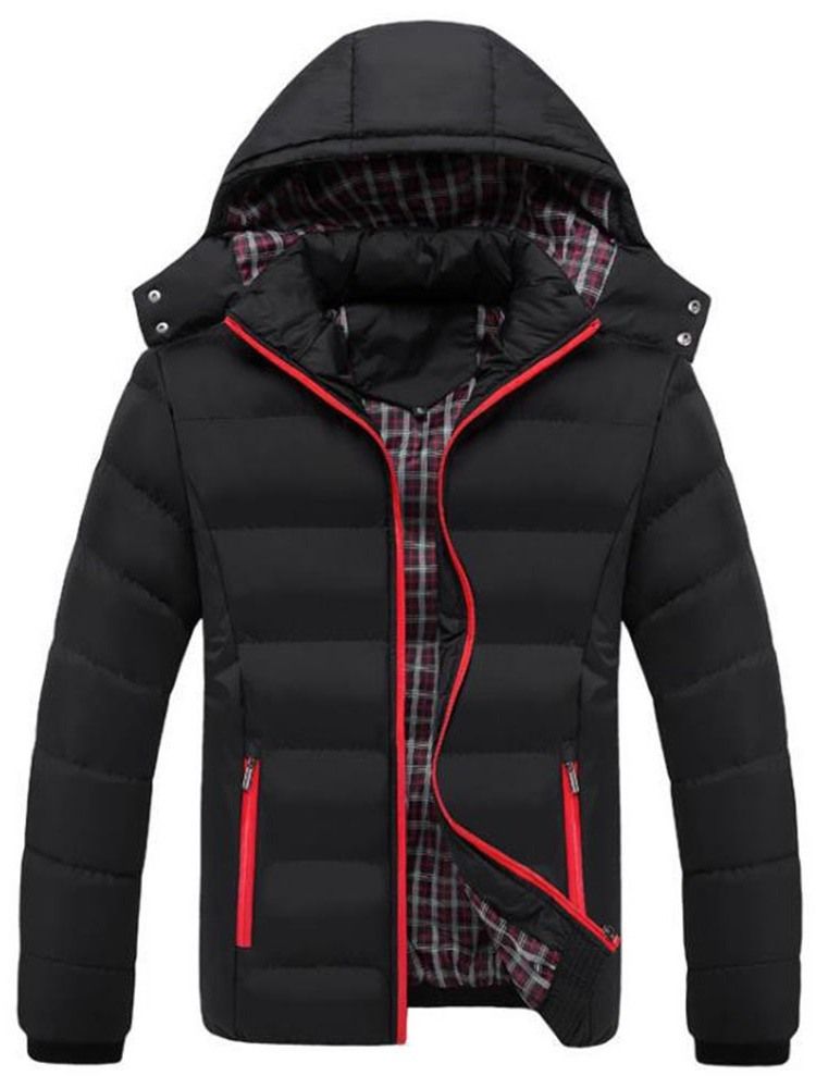Herren Stehkragen Color Block Standard Zipper Casual Daunenjacke