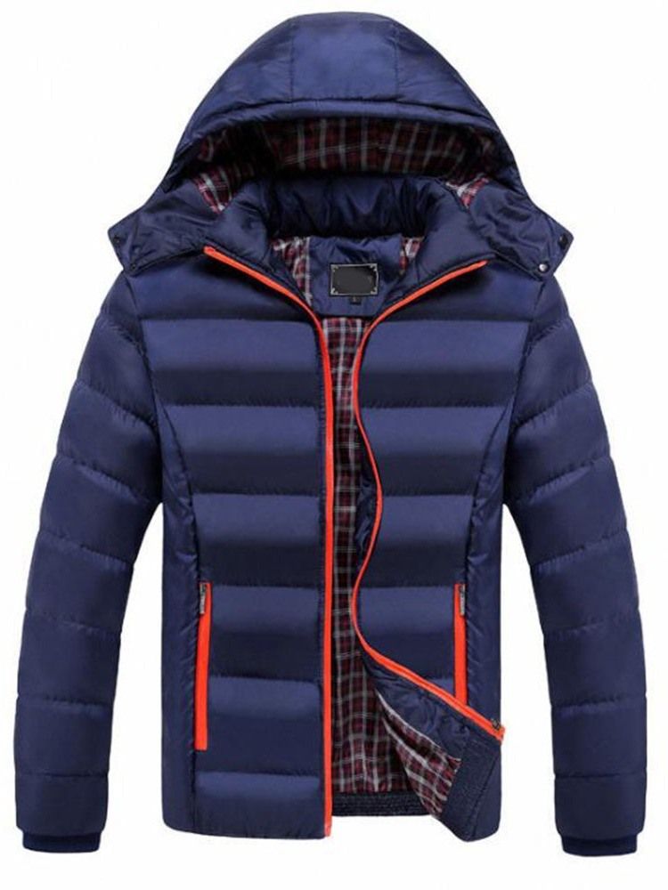 Herren Stehkragen Color Block Standard Zipper Casual Daunenjacke