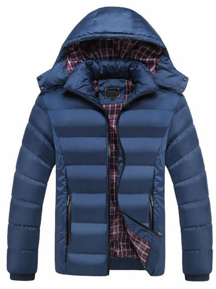 Herren Stehkragen Color Block Standard Zipper Casual Daunenjacke