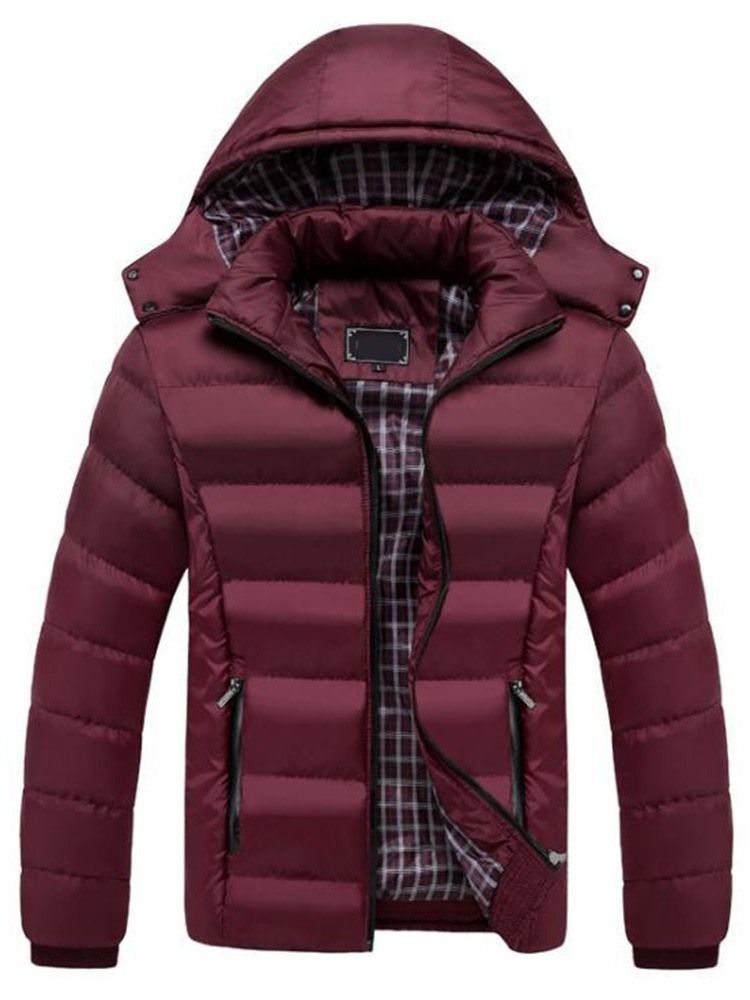 Herren Stehkragen Color Block Standard Zipper Casual Daunenjacke