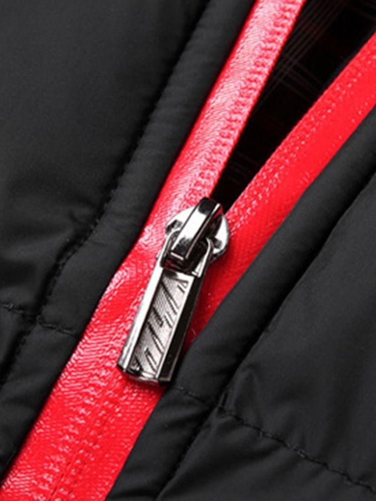 Herren Stehkragen Color Block Standard Zipper Casual Daunenjacke