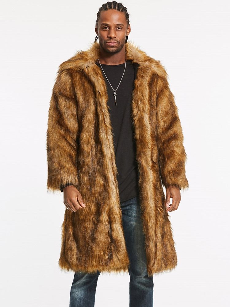 Kunstpelz Revers Lang Vogue Small Size Herren Wintermantel