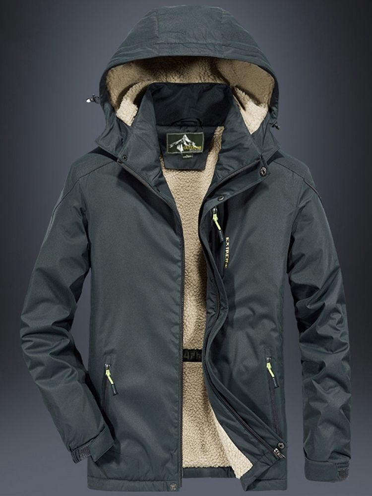 Patchwork Kapuzen Mittellanger Reißverschluss Lässige Herren Daunenjacke