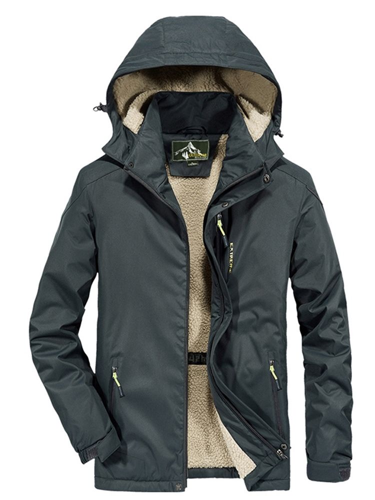 Patchwork Kapuzen Mittellanger Reißverschluss Lässige Herren Daunenjacke