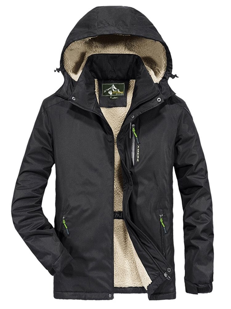 Patchwork Kapuzen Mittellanger Reißverschluss Lässige Herren Daunenjacke