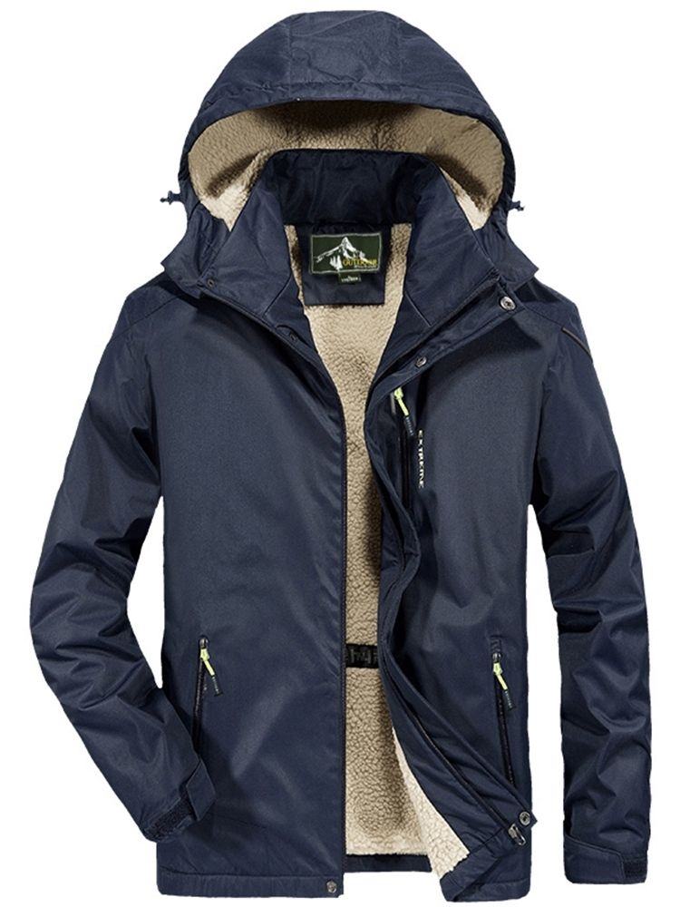 Patchwork Kapuzen Mittellanger Reißverschluss Lässige Herren Daunenjacke