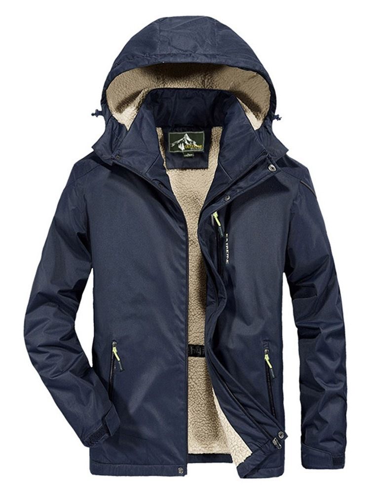Patchwork Kapuzen Mittellanger Reißverschluss Lässige Herren Daunenjacke