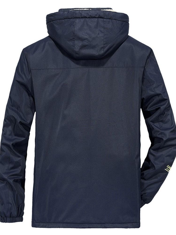 Patchwork Kapuzen Mittellanger Reißverschluss Lässige Herren Daunenjacke