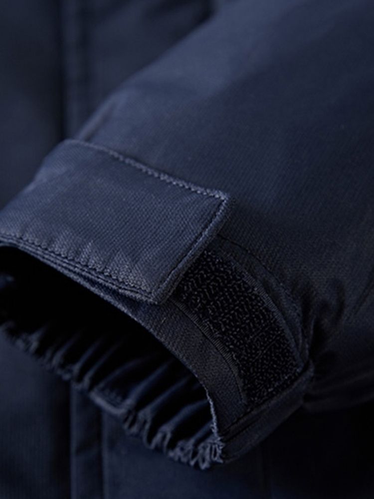 Patchwork Kapuzen Mittellanger Reißverschluss Lässige Herren Daunenjacke